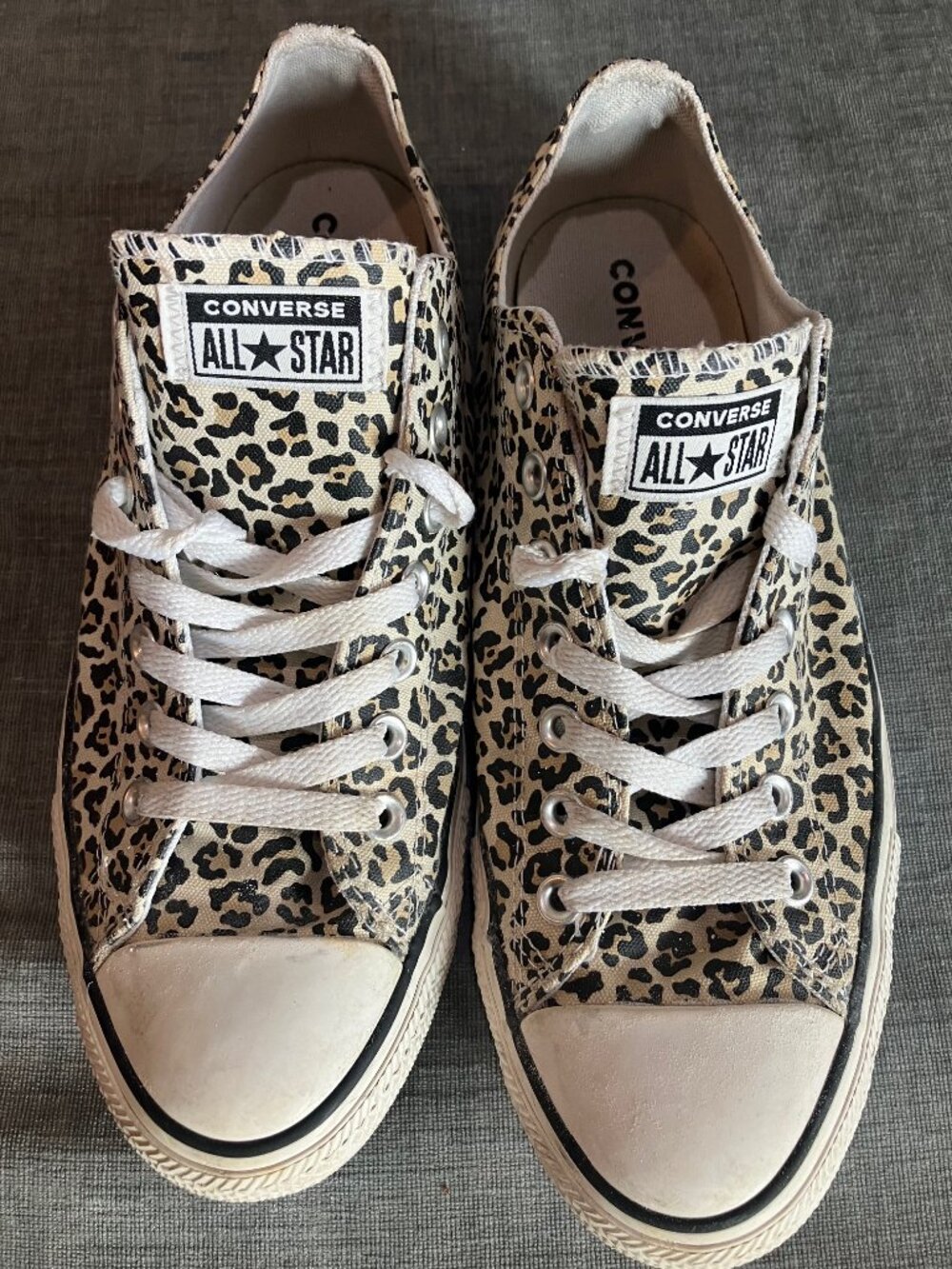 Converse All Star Mens 10 Leopard Print Low Top Sneakers Animal Print Canvas - Picture 3 of 8